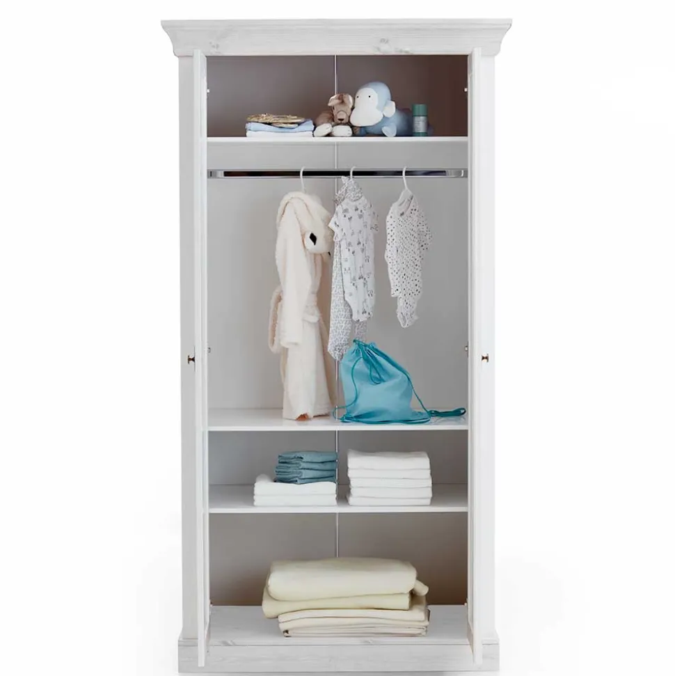 Massiver Kinder Kleiderschrank in Weiß - Satumare