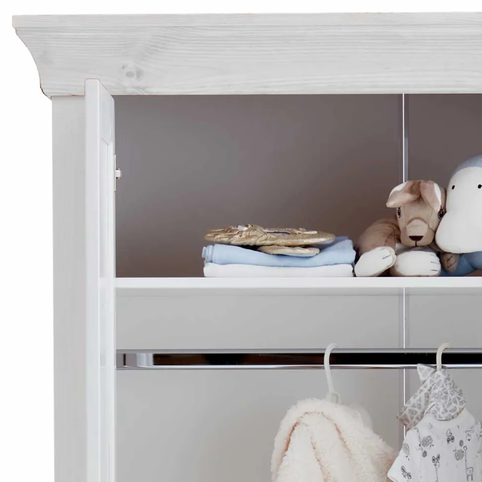 Massiver Kinder Kleiderschrank in Weiß - Satumare