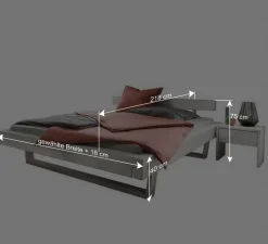 Massives Balkenbett in Weiß lasiert - Restania