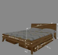 Massives Wildeiche Bett mit Schubladen - Eavy I