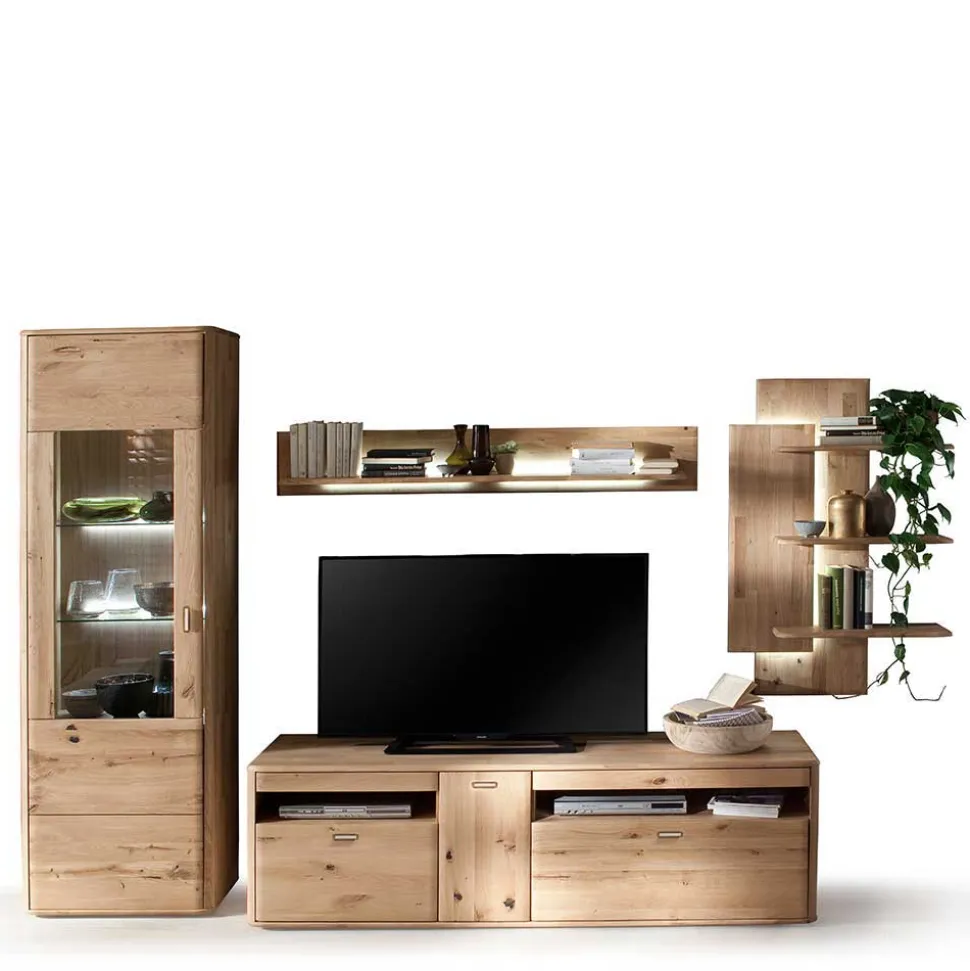 Massivholz Anbauwand in Eiche - Destal (vierteilig)