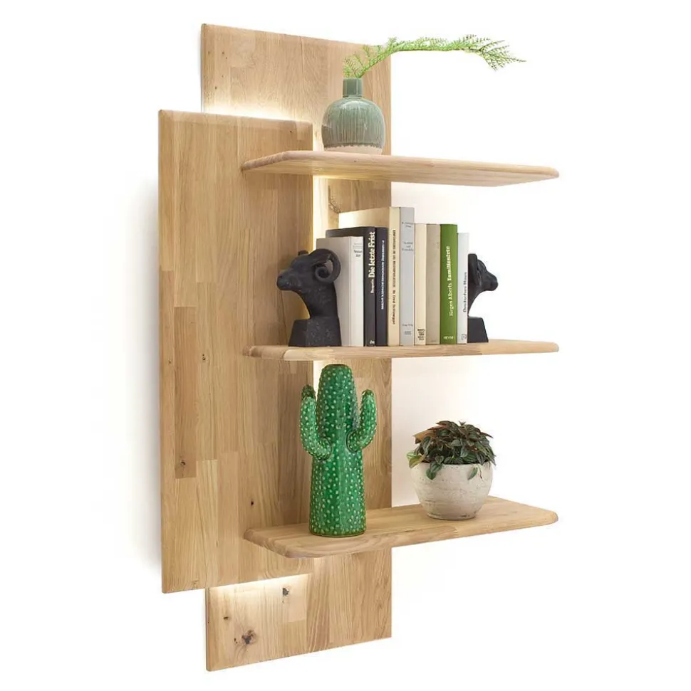 Massivholz Anbauwand in Eiche - Destal (vierteilig)