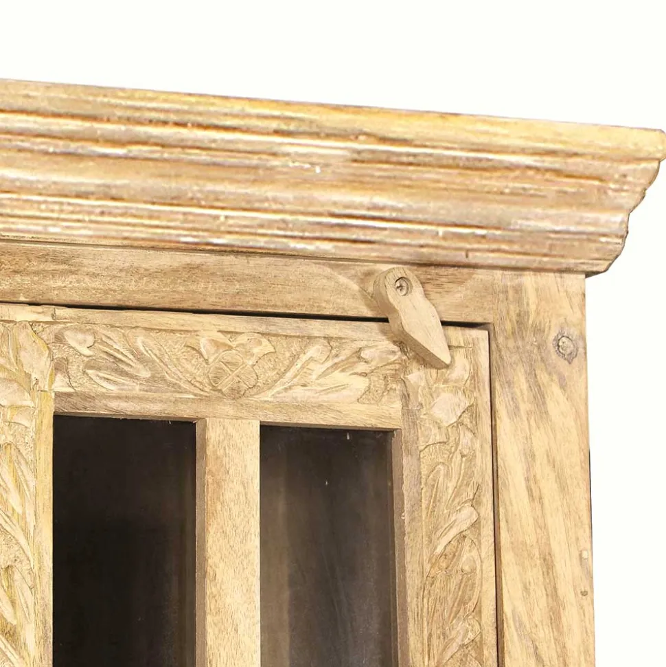 Massivholz Bad Hochschrank in Sandfarben - Runiasa