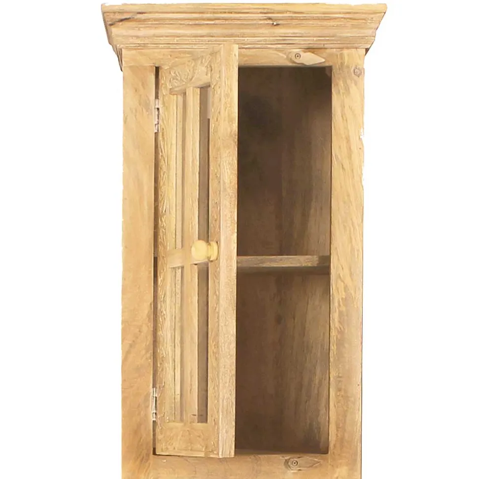 Massivholz Bad Hochschrank in Sandfarben - Runiasa