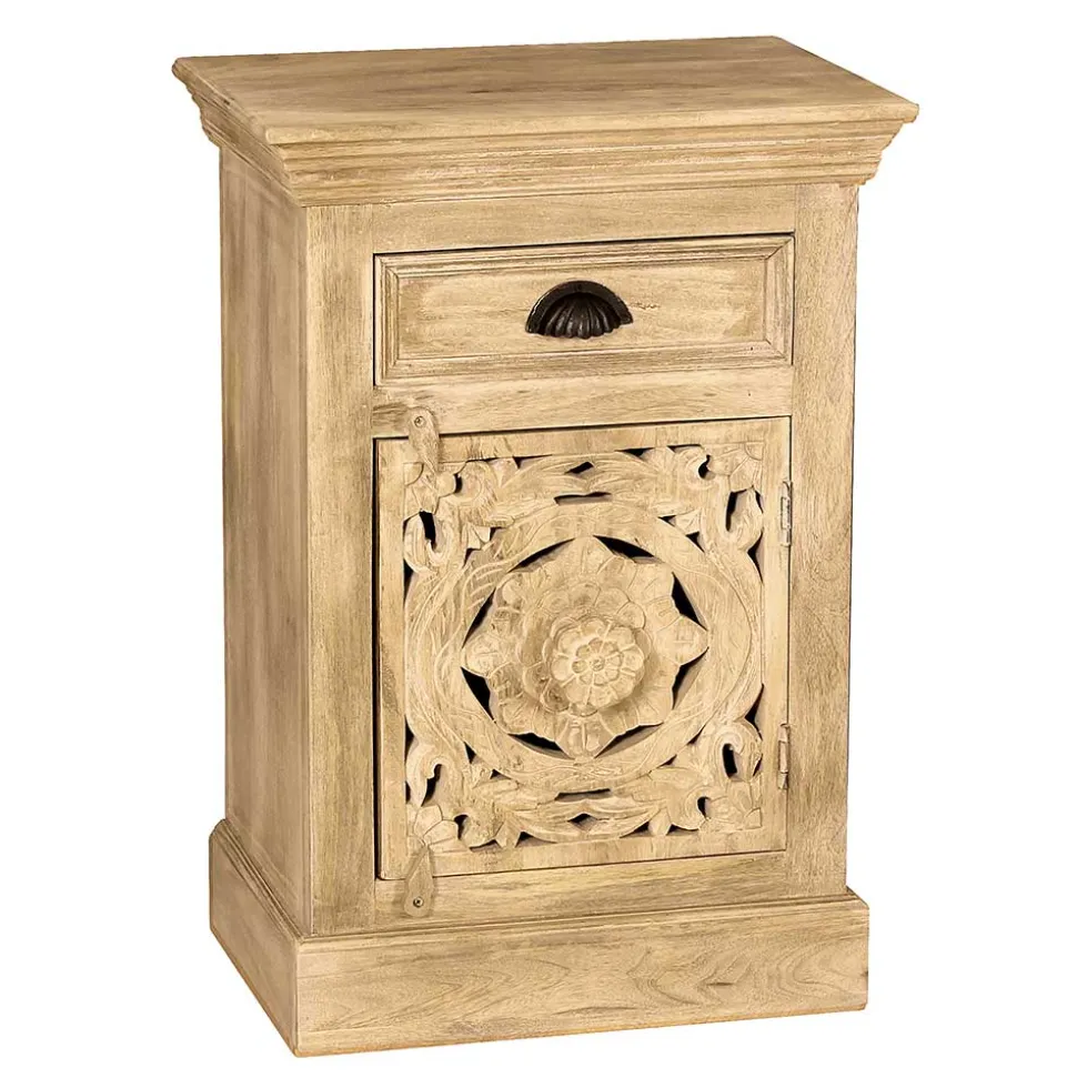 Massivholz Bad Unterschrank in Sandfarben - Runiasa