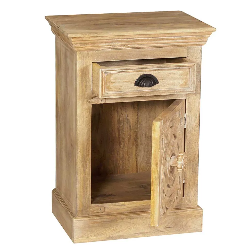 Massivholz Bad Unterschrank in Sandfarben - Runiasa