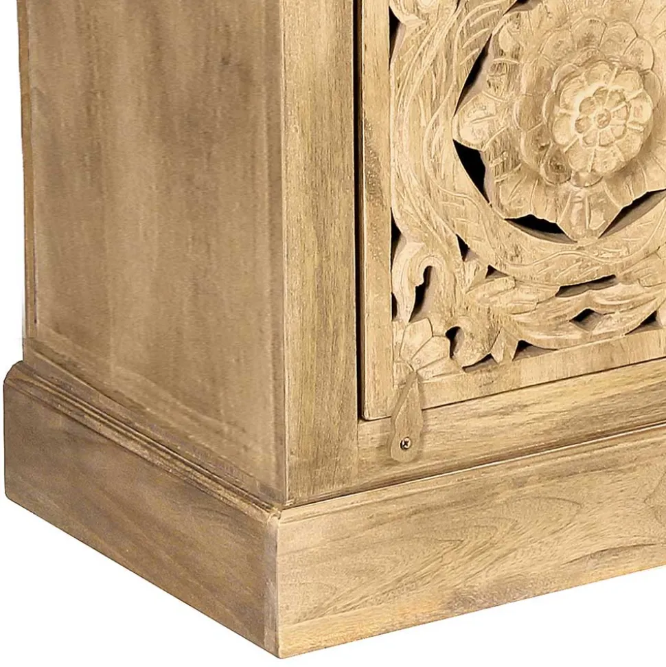 Massivholz Bad Unterschrank in Sandfarben - Runiasa