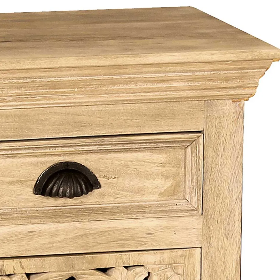 Massivholz Bad Unterschrank in Sandfarben - Runiasa