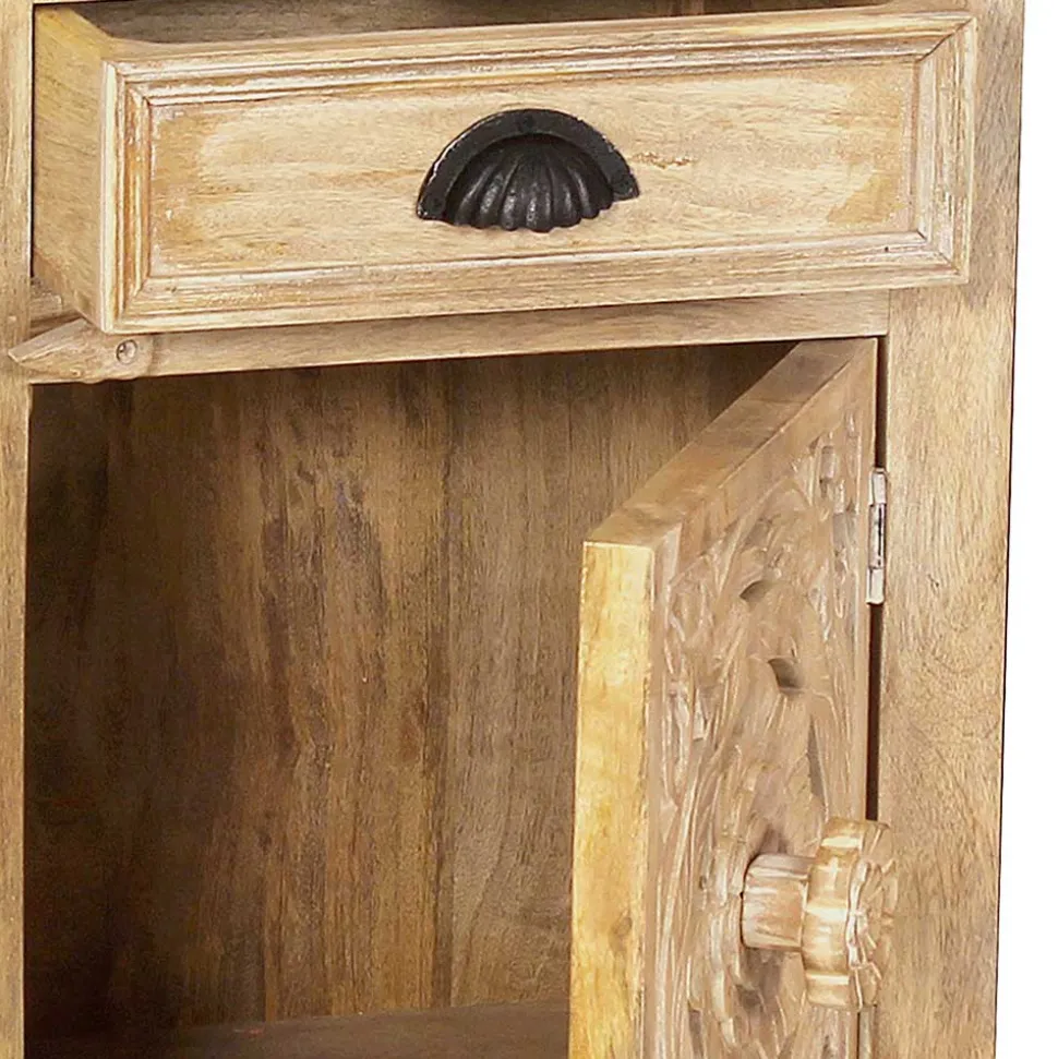 Massivholz Bad Unterschrank in Sandfarben - Runiasa