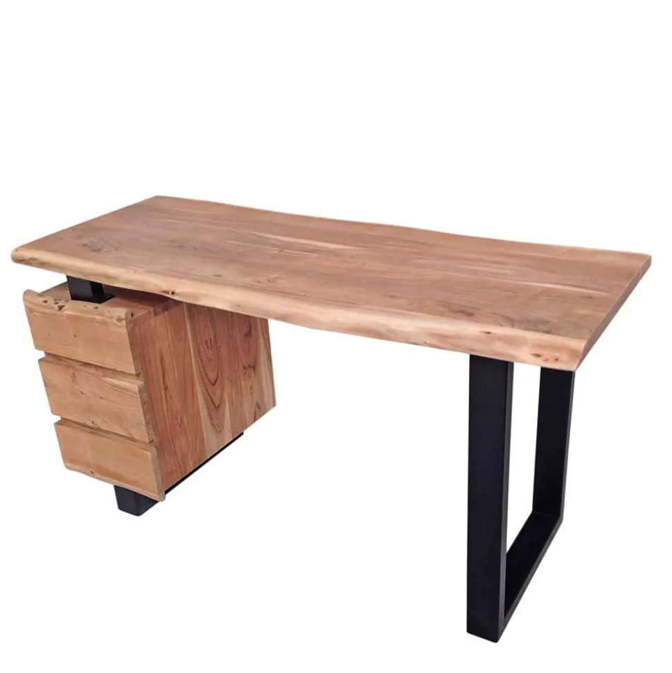 Massivholz Baumkanten Schreibtisch 147x80 - Necrus