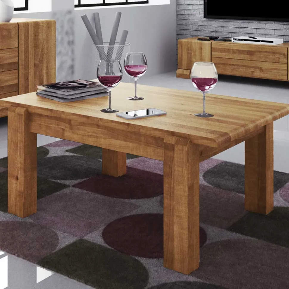 Massivholz Couchtisch Vaskov aus Wildeiche geölt