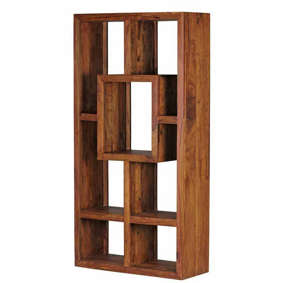 Massivholz Design Standregal Hoslo aus Sheesham klar lackiert