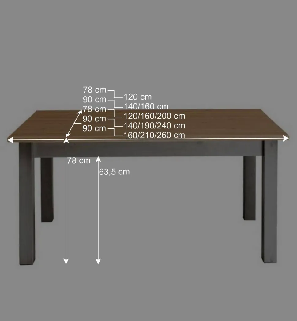 Massivholz Esstisch Ziamora in Grau Kiefer