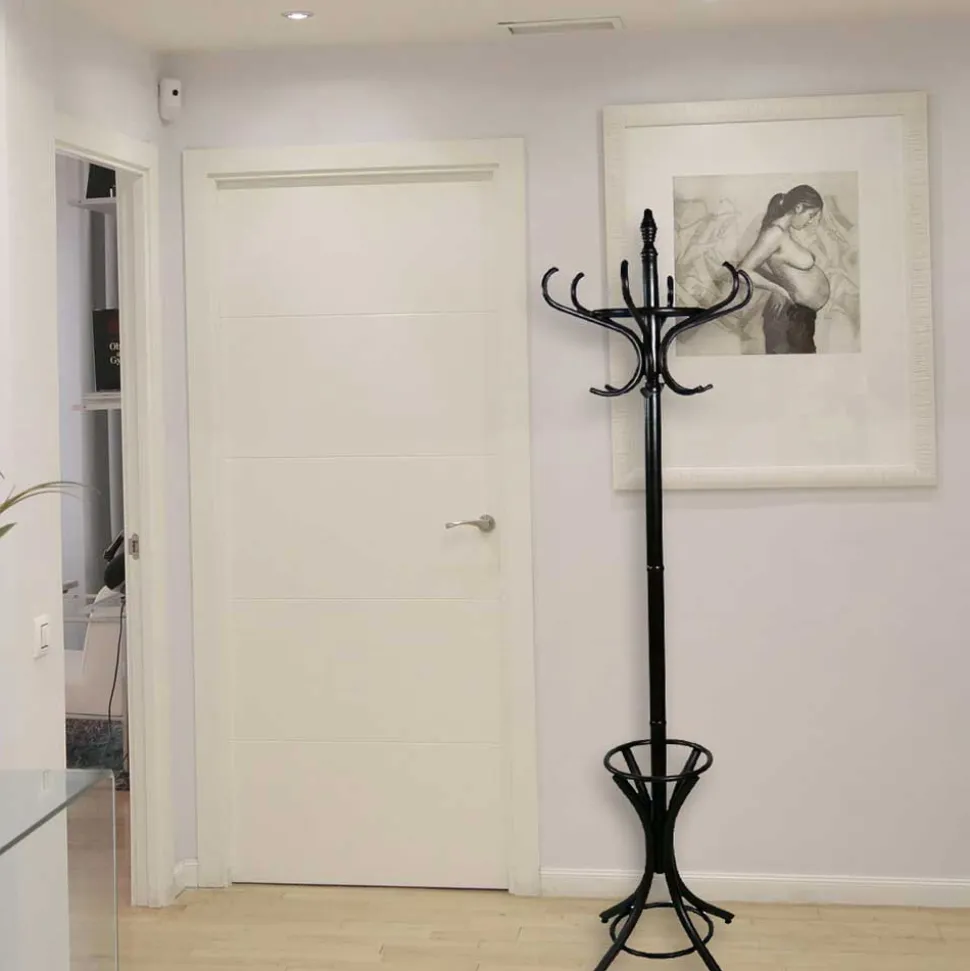 Massivholz Garderobenständer in Schwarz - Wega