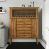 Massivholz Highboard Masdamos mit Glasklappe