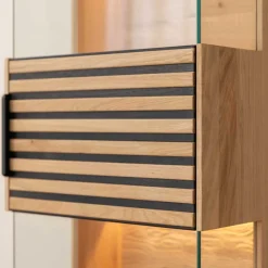 Massivholz Hängevitrine mit LED Beleuchtung - Eribella