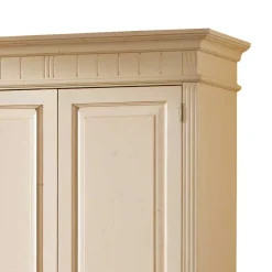 Massivholz Kleiderschrank Jaif in Creme Vintage