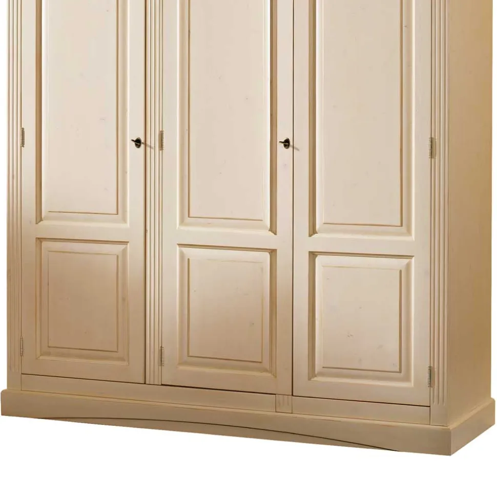 Massivholz Kleiderschrank Jaif in Creme Vintage