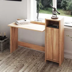 Massivholz Schreibtisch Salomonia mit Schrank