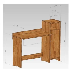 Massivholz Schreibtisch Salomonia mit Schrank