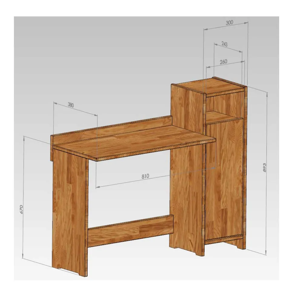 Massivholz Schreibtisch Salomonia mit Schrank