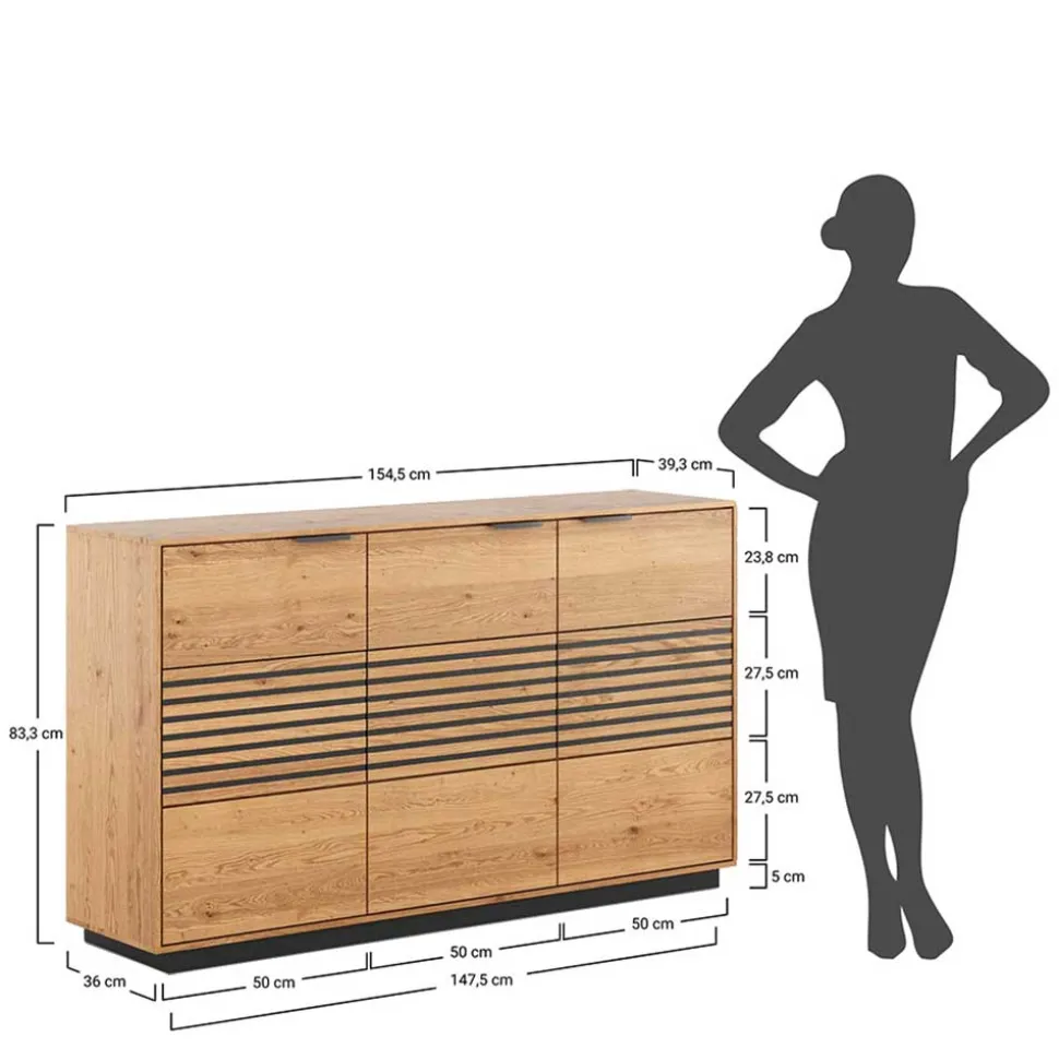 Massivholz Sideboard aus Eiche - Eribella
