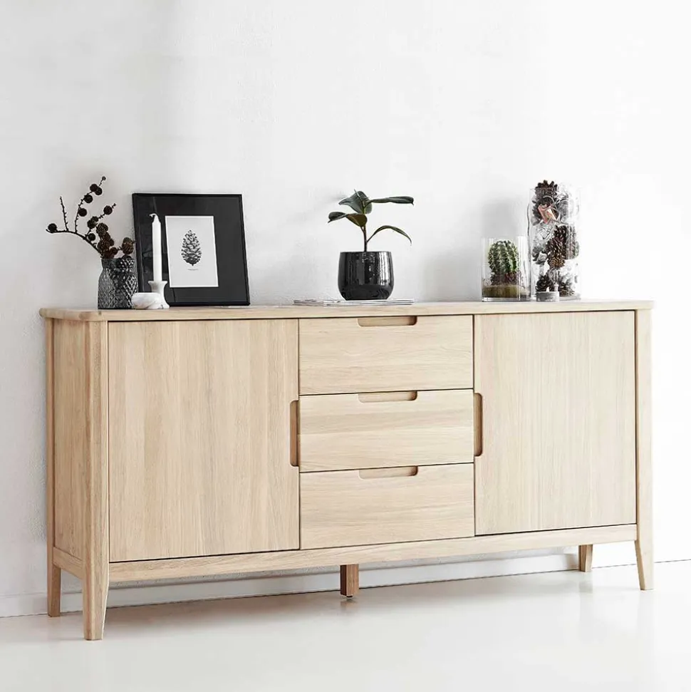 Massivholz Sideboard in Eiche Bianco - Vangus