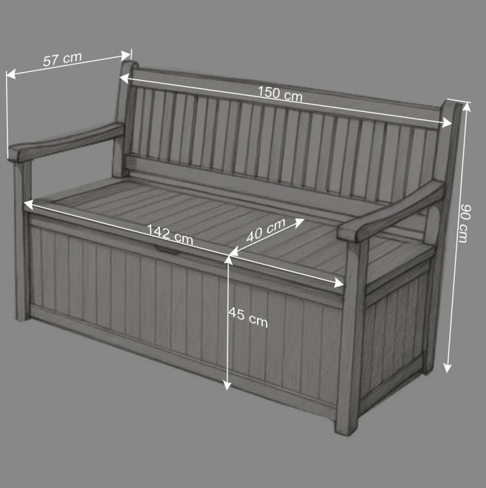Massivholz Truhenbank Bern für den Garten