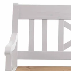 Massivholz Truhenbank Lugon aus Kiefer Weiß Braun