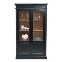 Massivholz Vitrine Zanyorita in Schwarz