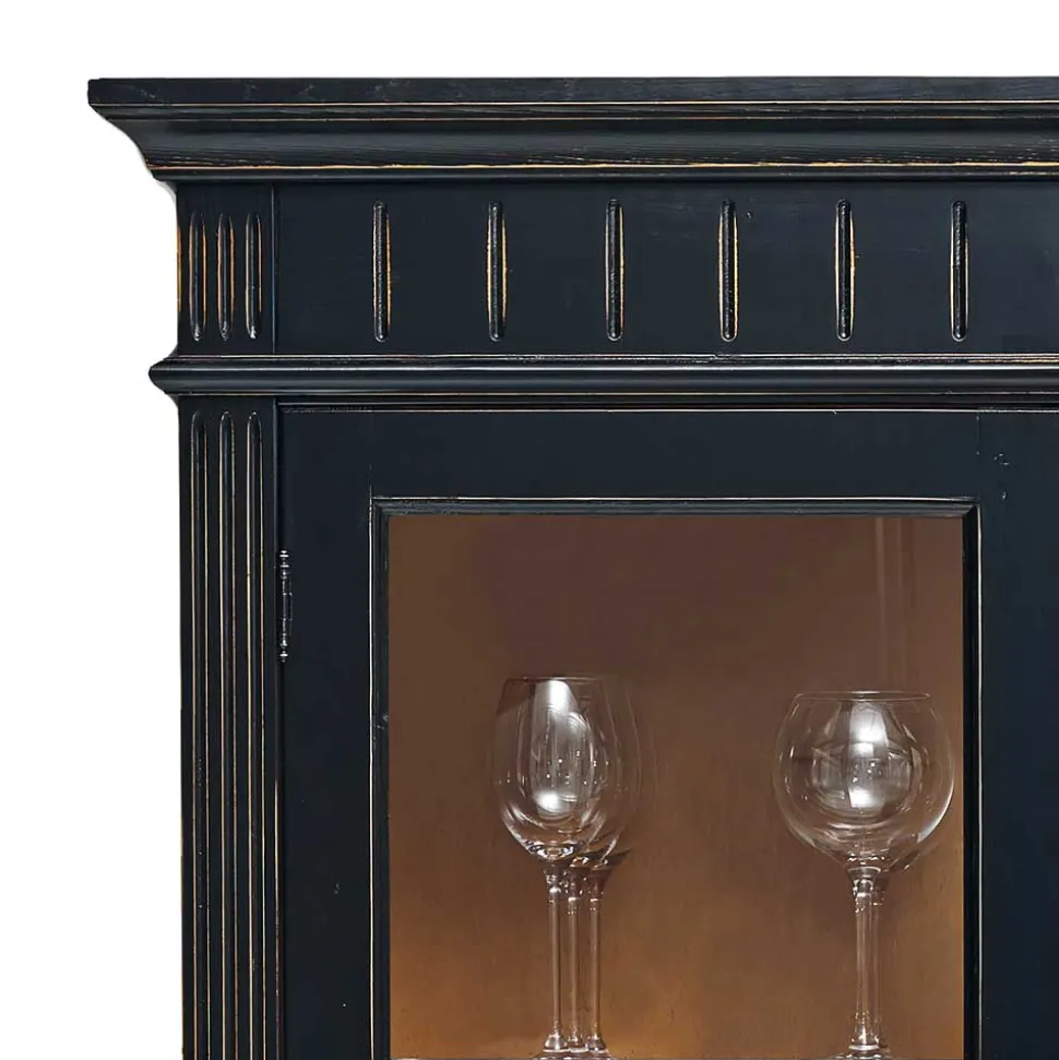 Massivholz Vitrine Zanyorita in Schwarz