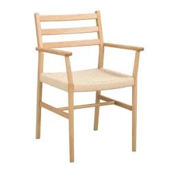 Massivholz-Armlehnenstuhl mit Geflechtsitz - Asko