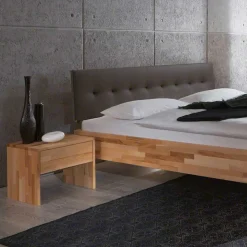 Massivholzbett Zenya mit Kunstleder-Kopfteil Dunkelbraun (zweiteilig)