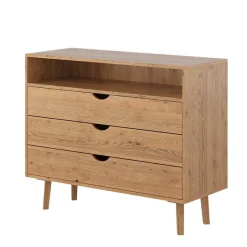 Massivholz-Kommode mit Fach und drei Schubladen - Fabijola