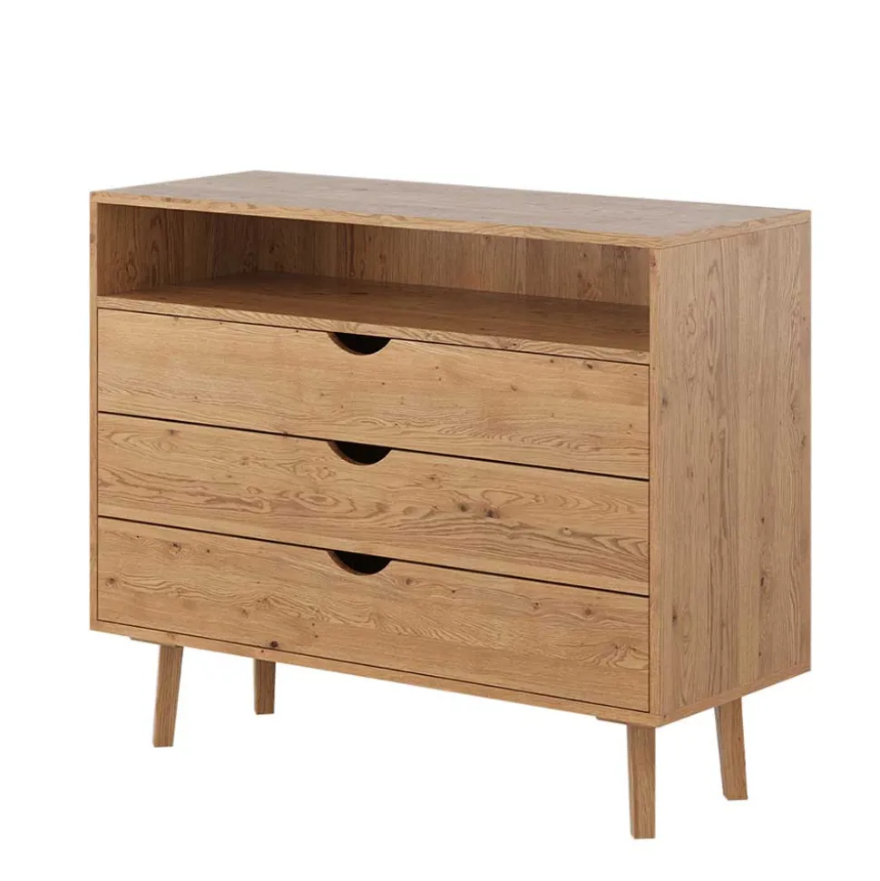 Massivholz-Kommode mit Fach und drei Schubladen - Fabijola