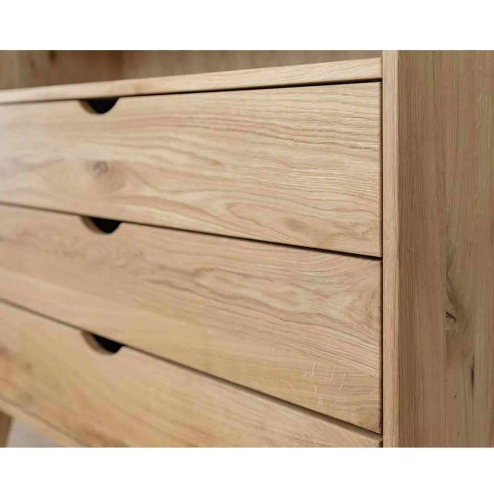 Massivholz-Kommode mit Fach und drei Schubladen - Fabijola