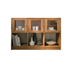Massivholzregal Levronia mit Glastüren