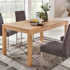 Massivholztisch mit 1 oder 2 Einlegeplatten Zanima aus lackierter Kernbuche