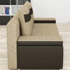 Material-Mix-Schlafsofa in Beige und Braun - Swan
