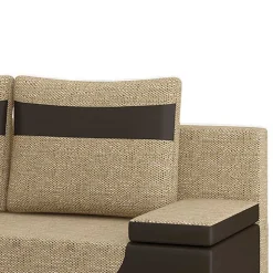 Material-Mix-Schlafsofa in Beige und Braun - Swan