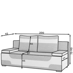 Material-Mix-Schlafsofa in Beige und Braun - Swan