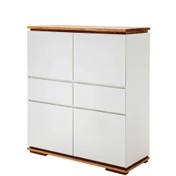 Mattweißes Highboard mit Asteiche massiv - Vangels