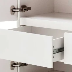 Mattweißes Highboard mit Asteiche massiv - Vangels