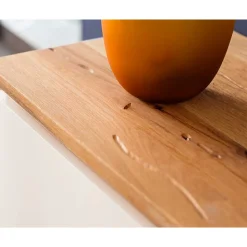 Mattweißes Highboard mit Asteiche massiv - Vangels