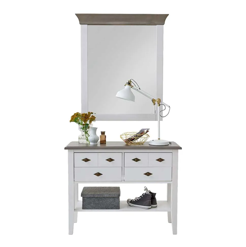 Möbel Set Mirandesca in Weiß Grau (zweiteilig)