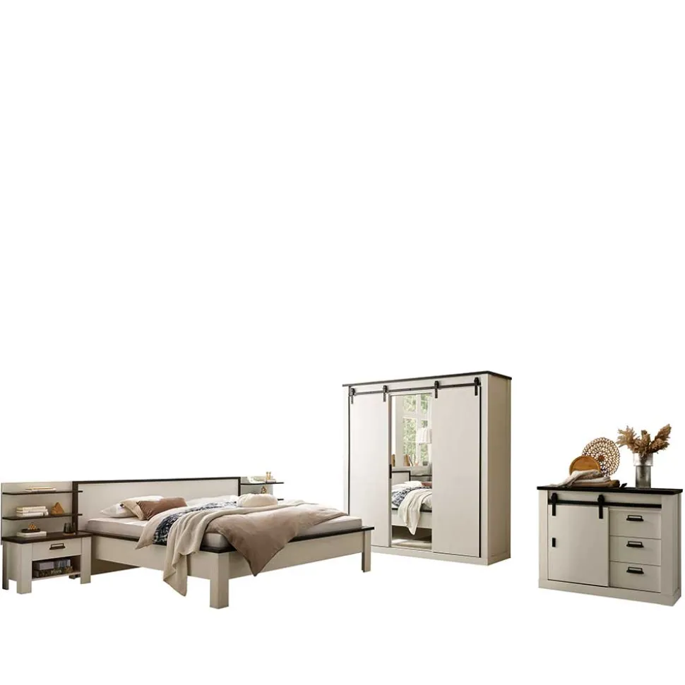 Möbelset Schlafzimmer mit Bett 180x200 - Tramos (fünfteilig)