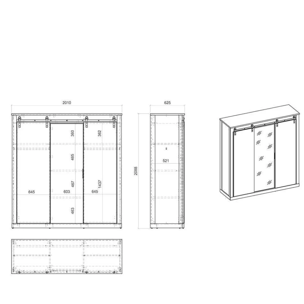 Möbelset Schlafzimmer mit Bett 180x200 - Tramos (fünfteilig)