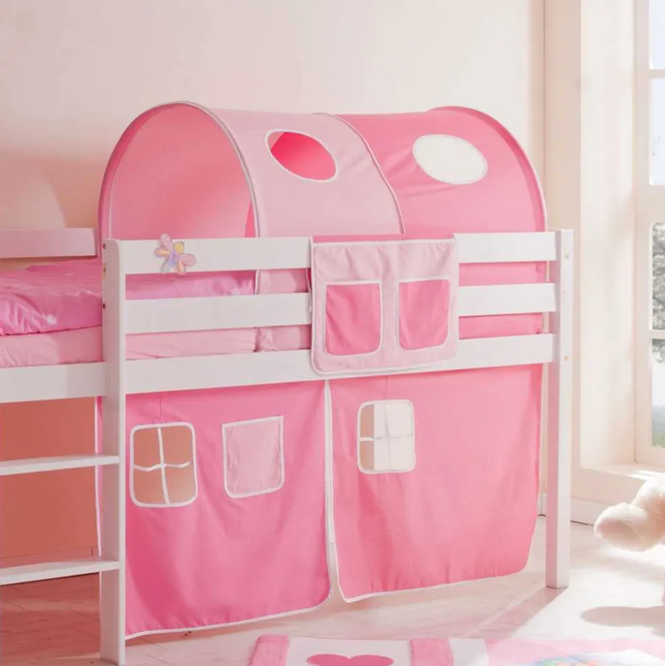 Mädchen Hochbett Alasdair in Weiß-Pink