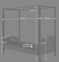 Mädchen Kinderbett Grandory mit Himmel