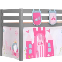 Mädchen-Hochbett in Grau mit Prinzessin Vorhang - Gabor